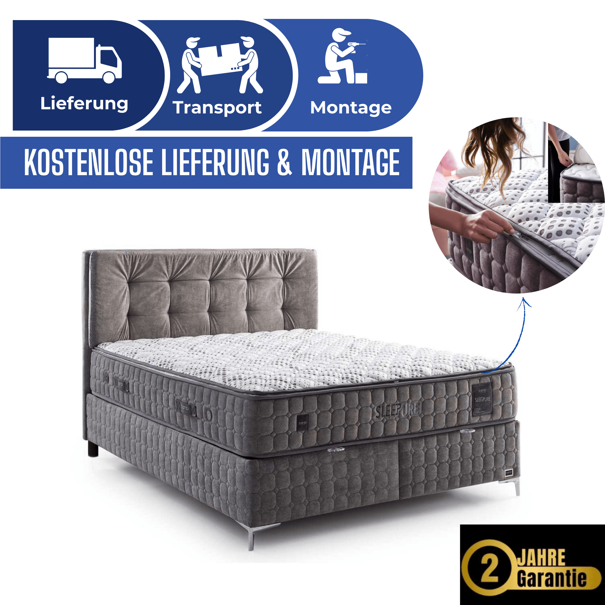 Bambi Sleeppure Boxspringbett Schlafzimmer Set