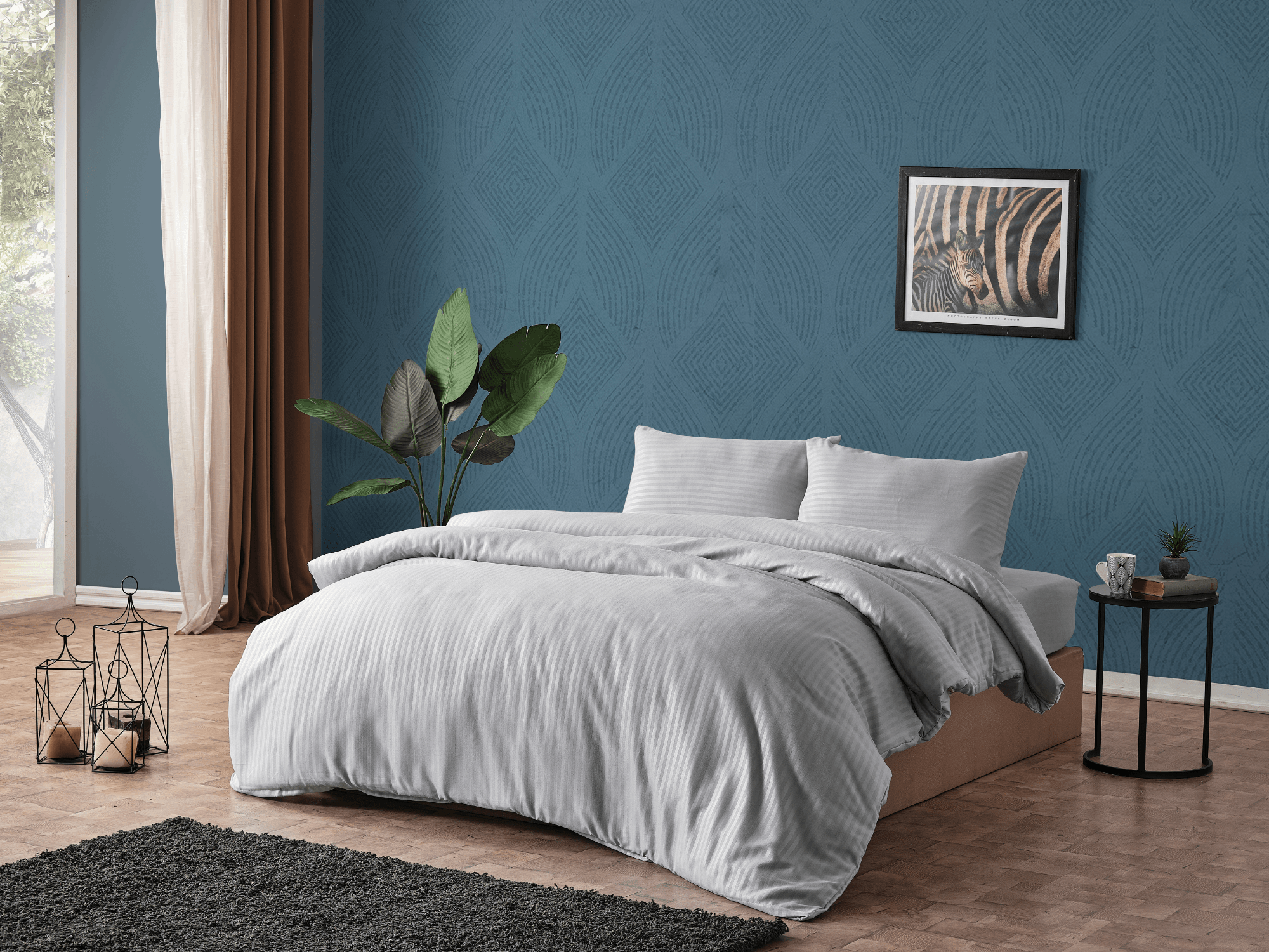 Gowoll Bettwäsche Set Stone 200x220 | 4-teiliges Mikrofaser-Satin Bettwäscheset in Hellgrau