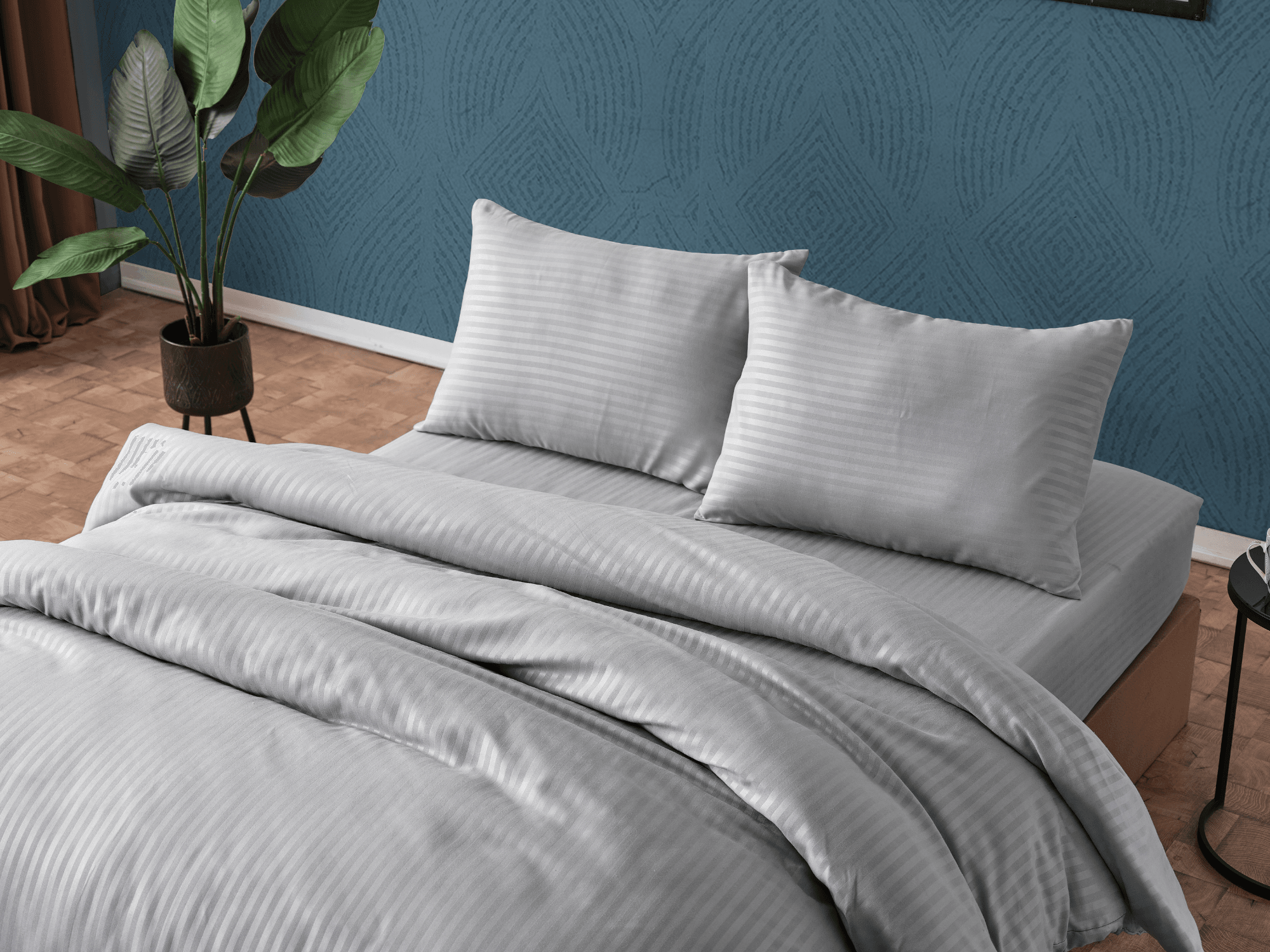 Gowoll Bettwäsche Set Stone 200x220 | 4-teiliges Mikrofaser-Satin Bettwäscheset in Hellgrau