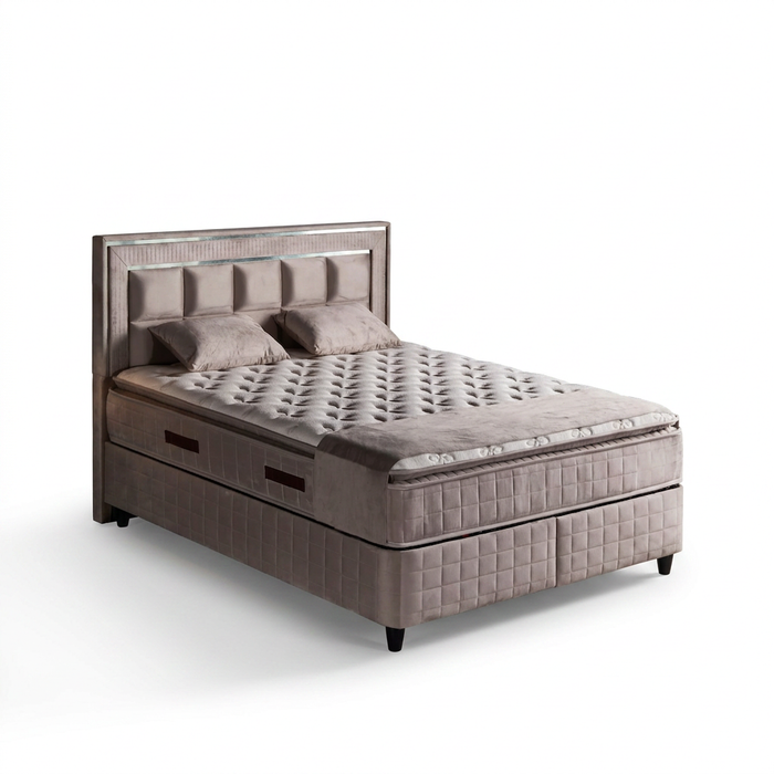 BSS WOOL TOUCH Boxspringbett Set | Matratze H2/H3 | Box und Kopfteil