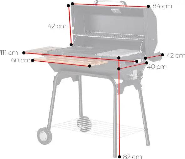 XXL Holzkohlegrill mit Deckel & Temperaturanzeige | Guruss CG075 Grillwagen