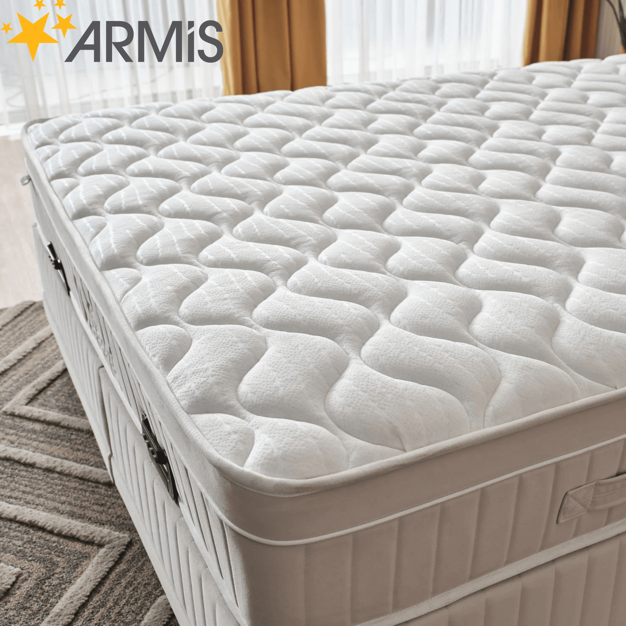 Boxspringbett mit Stauraum & Gasdruckfeder | Armis Winart Komfortbett mit Topper | 90–180x200 cm