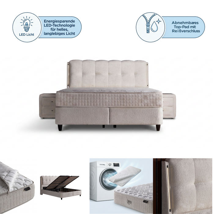 Naturalbett Boxspringbett mit Matratze LED