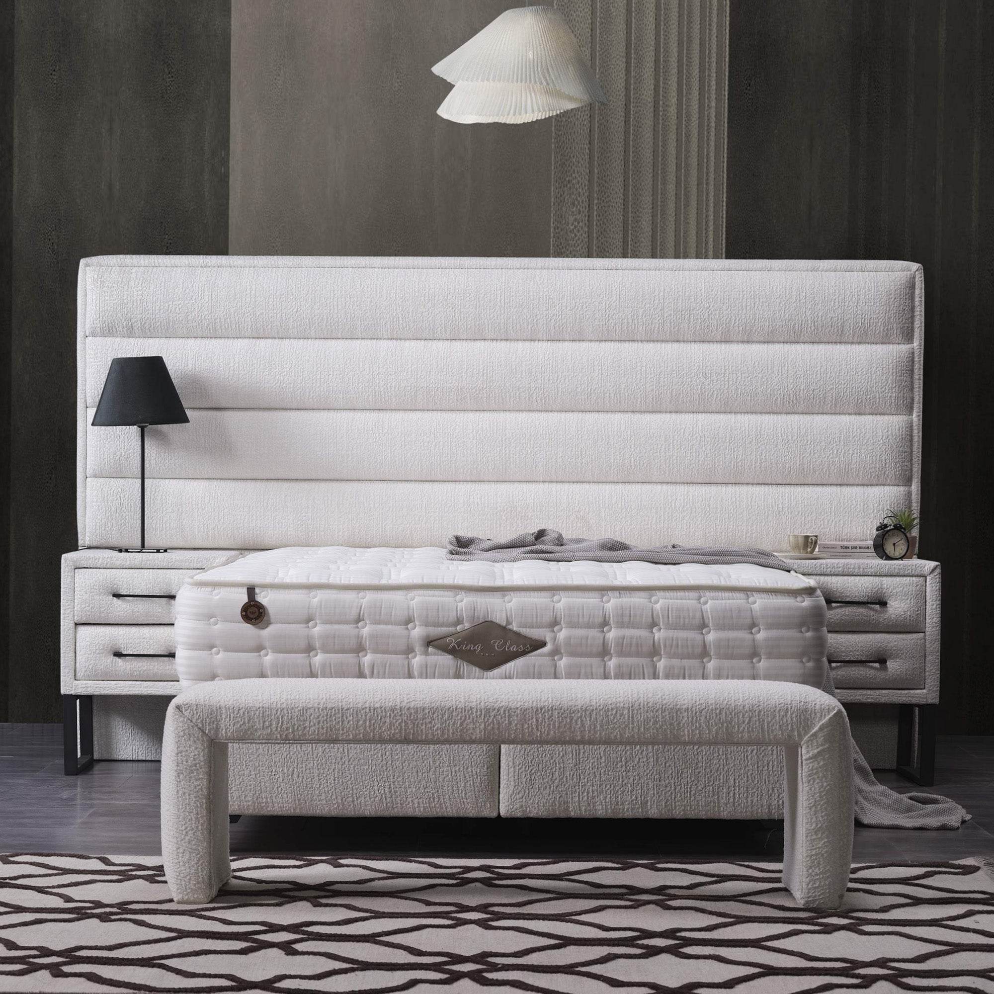 Efes Boxspringbett 160x200 mit Stauraum & Matratze – Hoch & Luxuriös wie ein Königsthron