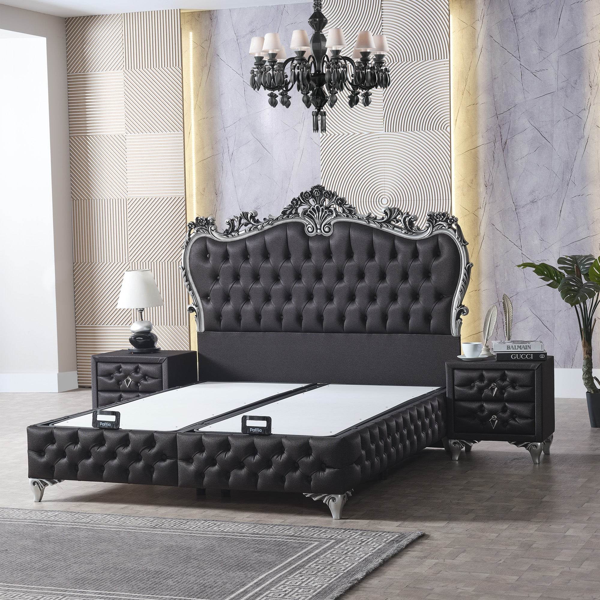 Rixoss Boxspringbett mit Stauraum | H3 Komfortmatratze & Samtgefühl | Modernes Polsterbett