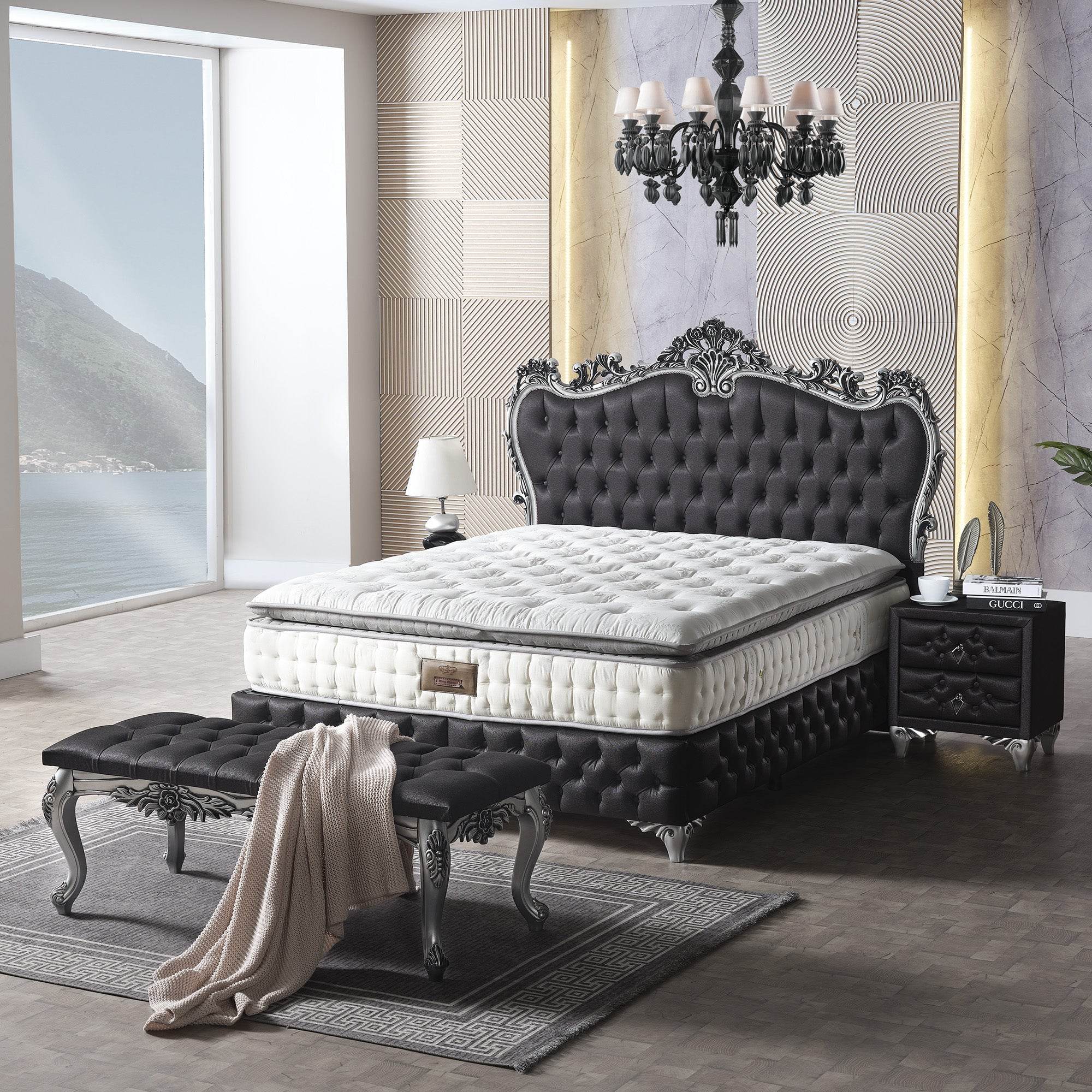 Rixoss Boxspringbett mit Stauraum | H3 Komfortmatratze & Samtgefühl | Modernes Polsterbett