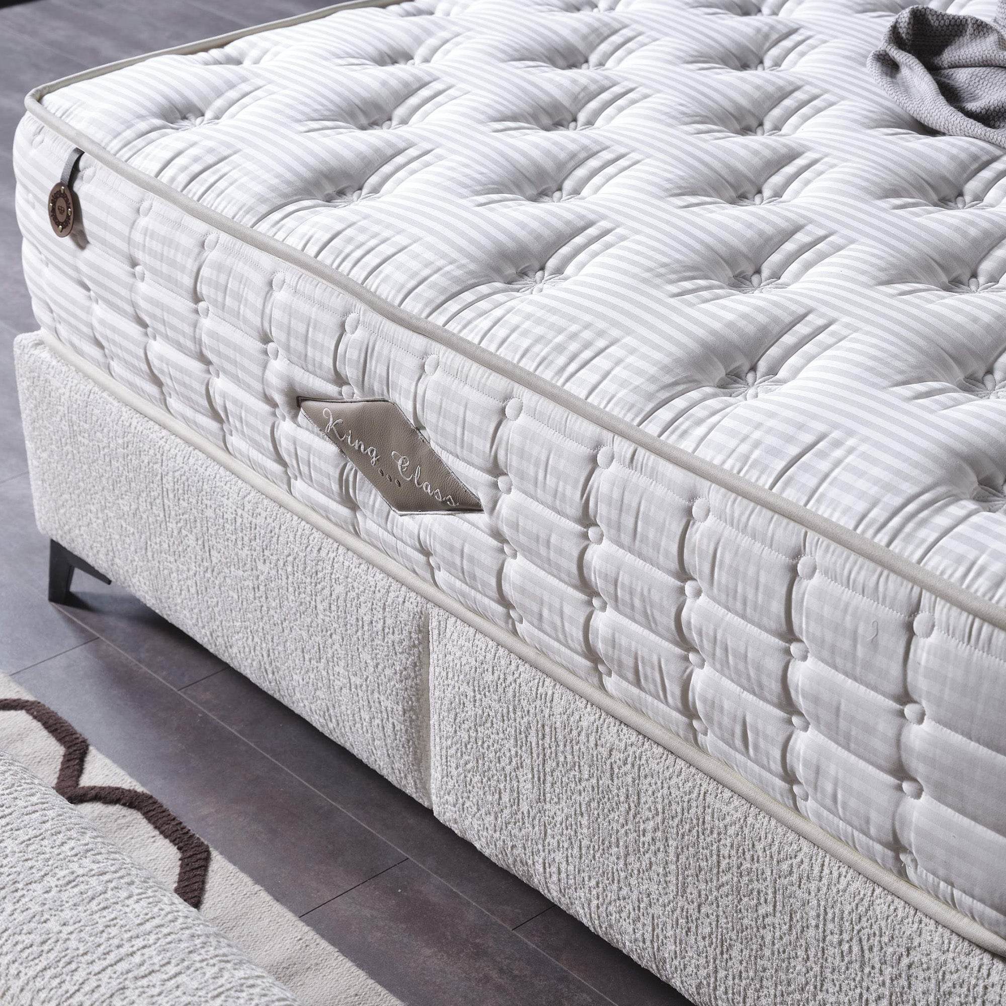 Efes Boxspringbett 160x200 mit Stauraum & Matratze – Hoch & Luxuriös wie ein Königsthron