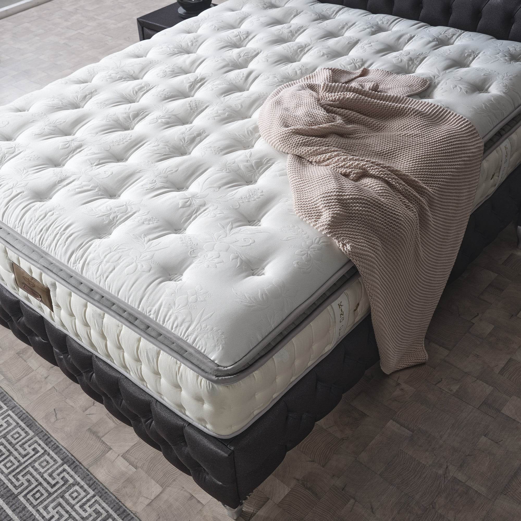 Rixoss Boxspringbett mit Stauraum | H3 Komfortmatratze & Samtgefühl | Modernes Polsterbett