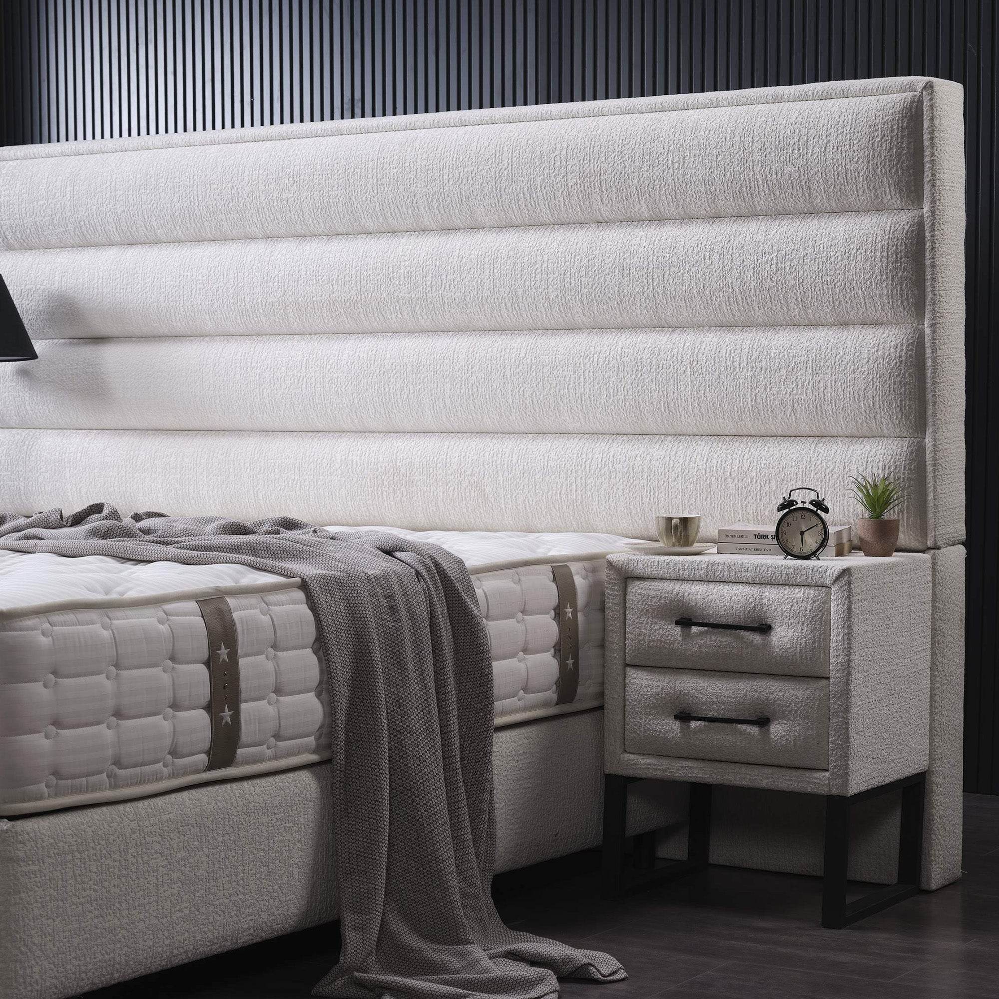 Efes Boxspringbett 160x200 mit Stauraum & Matratze – Hoch & Luxuriös wie ein Königsthron