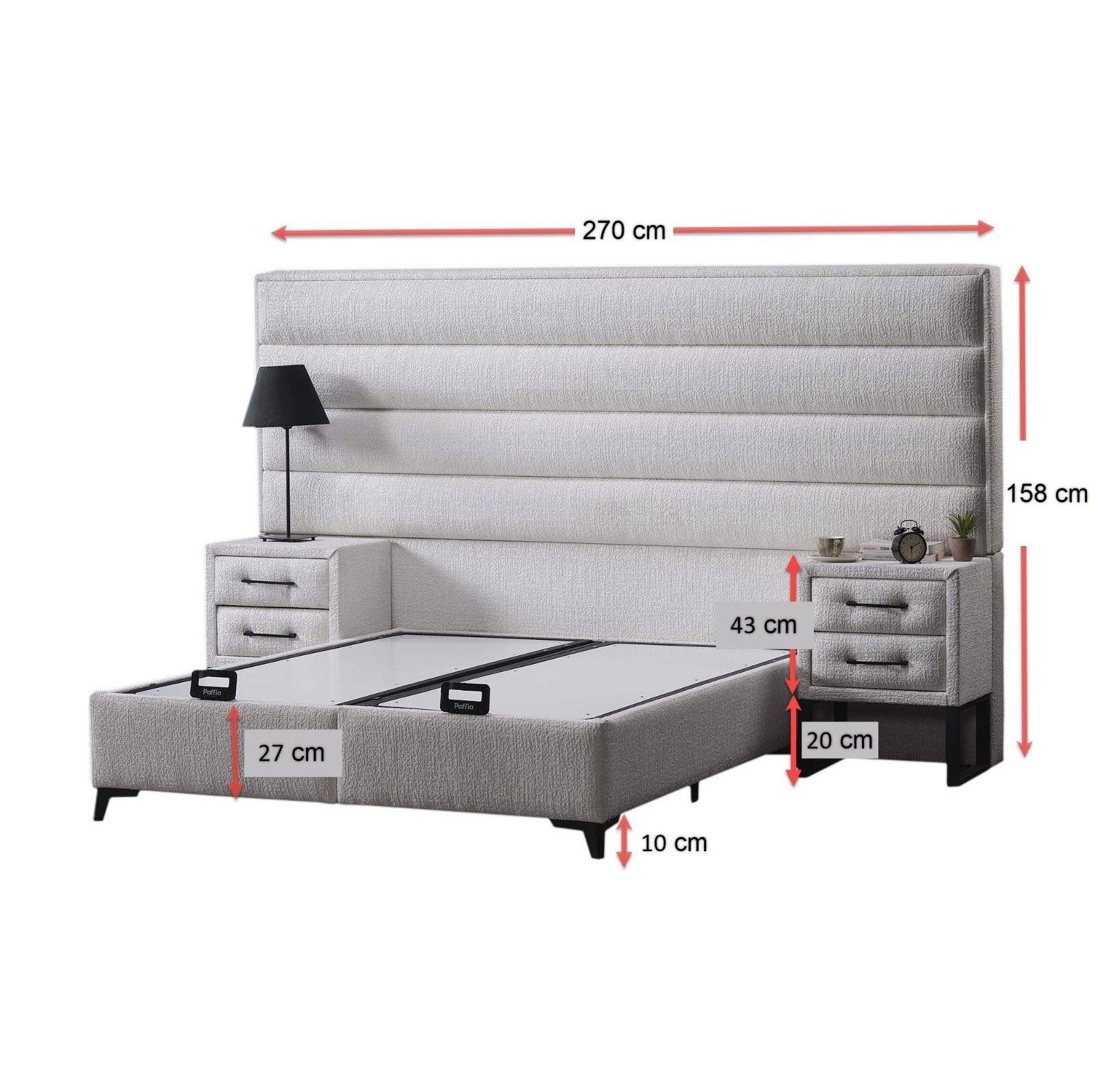 Efes Boxspringbett 160x200 mit Stauraum & Matratze – Hoch & Luxuriös wie ein Königsthron